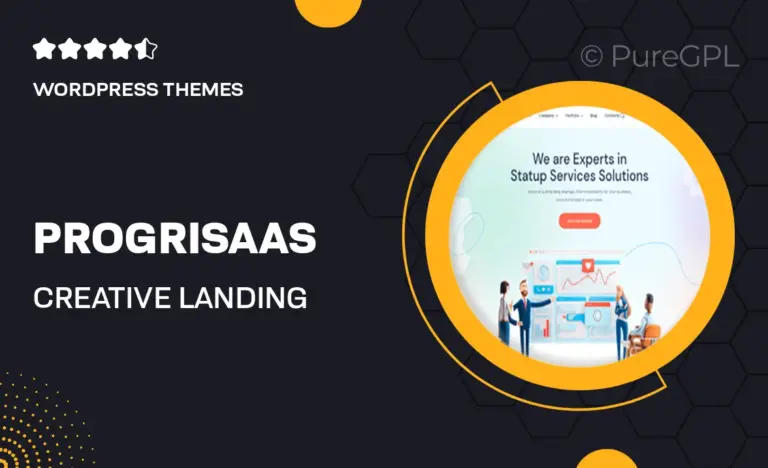 progrisaas creative landing page wordpress theme