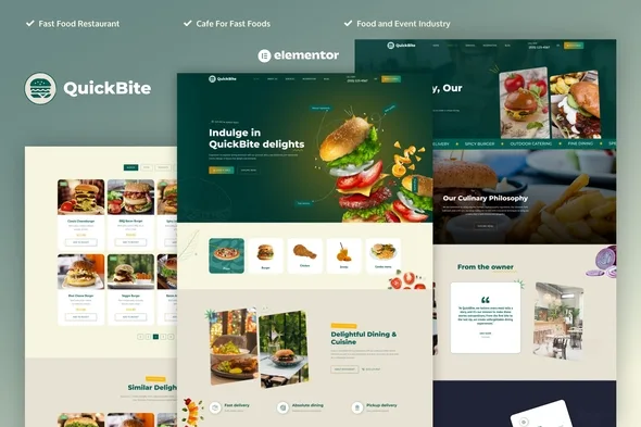 quick bite restaurant cafe elementor pro template kit 1