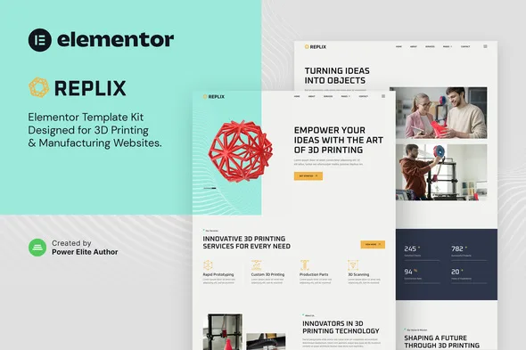 replix 3d printing manufacturing services elementor template kit 1
