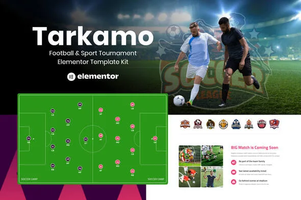 tarkamo football sport tournament elementor template kit 1