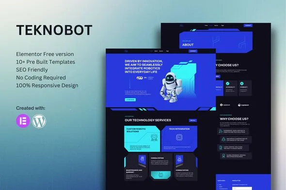 teknobot ai robotics elementor template kit 1