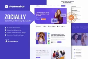 Zocially – Social Media Marketing & Analythic Elementor Template Kit