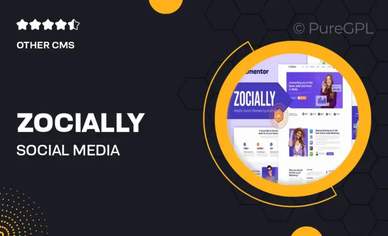 zocially social media marketing analythic elementor template kit