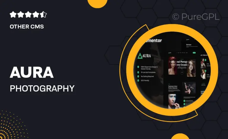aura photography portfolio elementor template kit