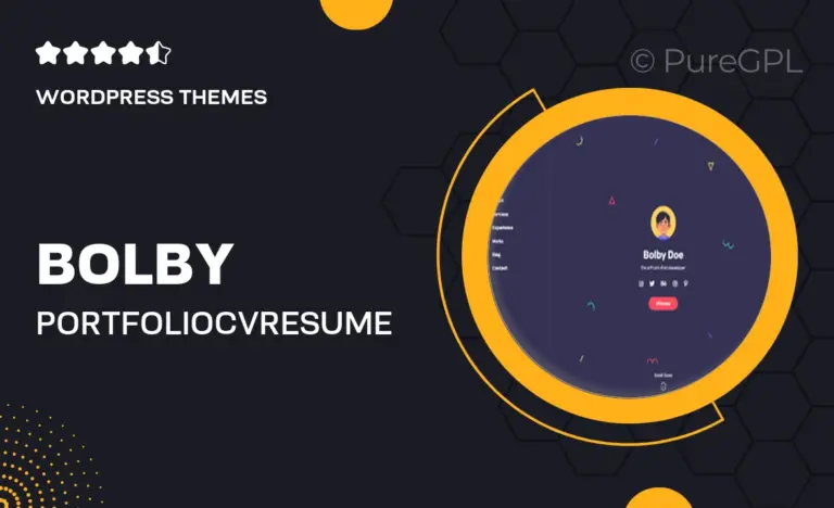 bolby portfolio cv resume wordpress theme