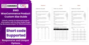 BWD Product Custom Size Guide For WooCommerce Plugin