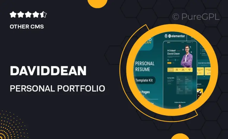 daviddean personal portfolio resume elementor template kit