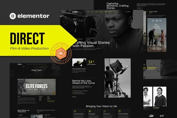 direct film video production elementor pro template kit 1