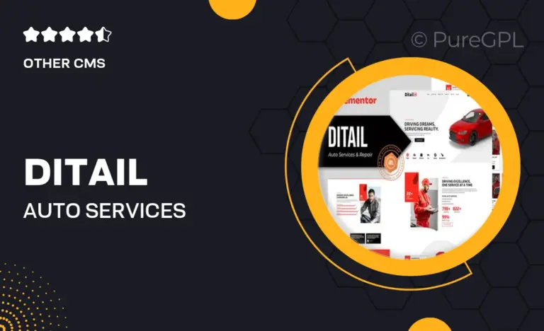 ditail auto services repair elementor pro template kit