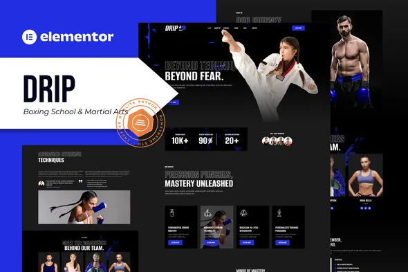 drip boxing school martial arts elementor template kit 1