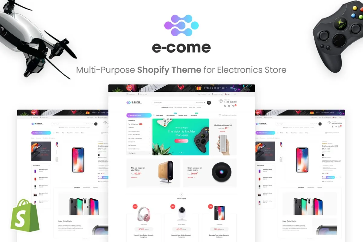 E-come – Multi-Purpose Shopify Theme for Electronics Store