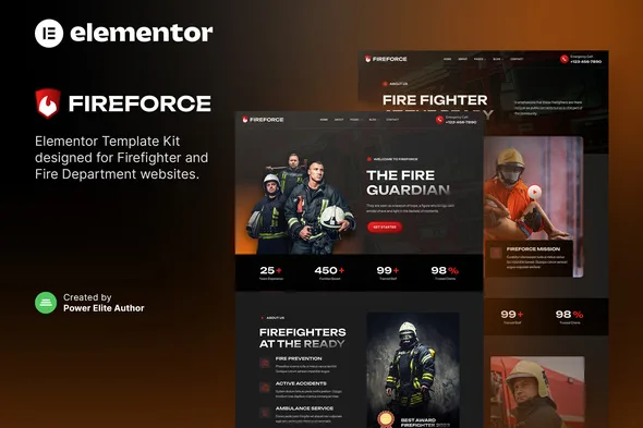 fireforce firefighter fire department elementor template kit 1