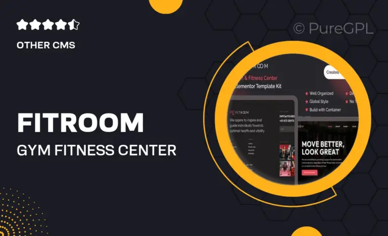 fitroom gym fitness center elementor template kit