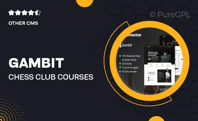 gambit chess club courses training elementor template kit