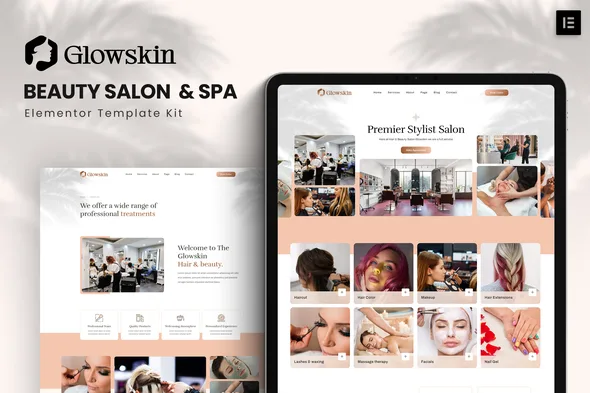 glowskin beauty salon spa elementor template kit 1