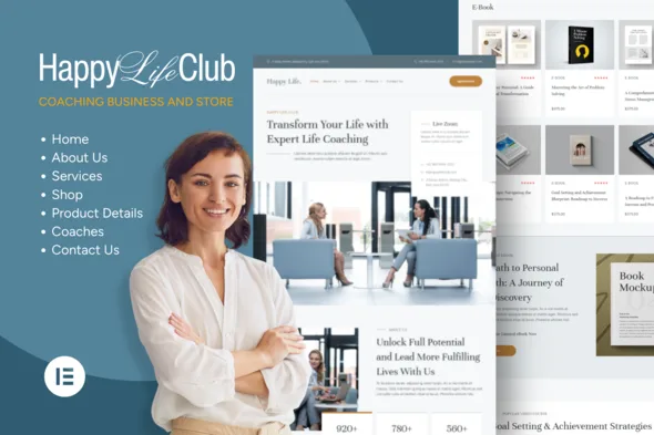 happy life club business tutor elementor template kit 1