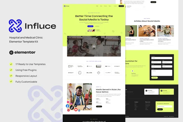 influce marketing agency influencer elementor template kit 1