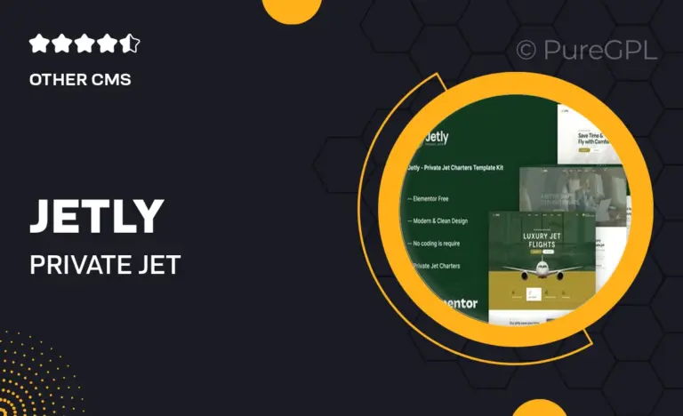 jetly private jet charters elementor template kit