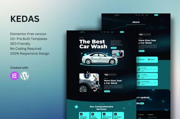 kedas car wash detailing service elementor template kit 1