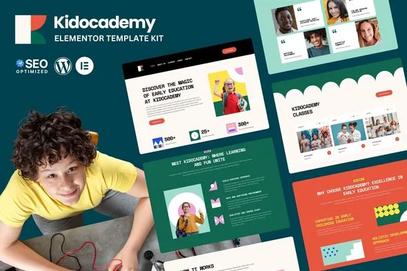 kidocademy kindergarten preschool elementor template kits 1