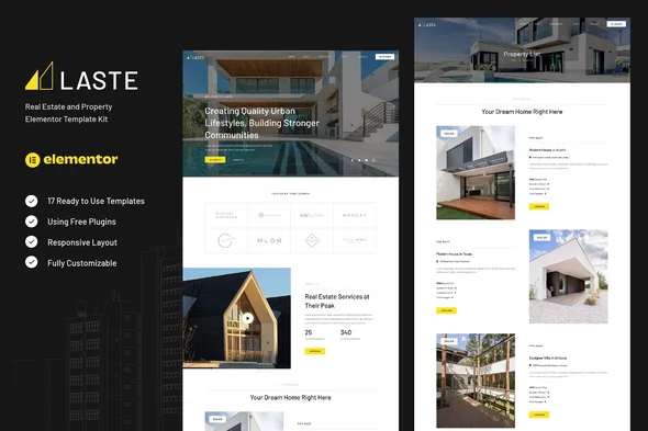 laste real estate property elementor template kit 1