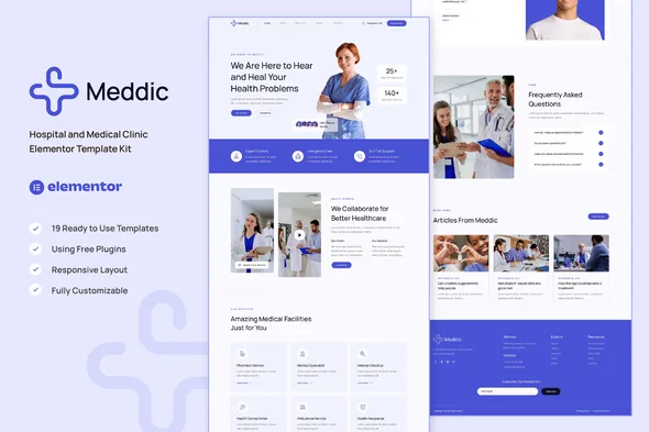 meddic hospital medical clinic elementor template kit 1