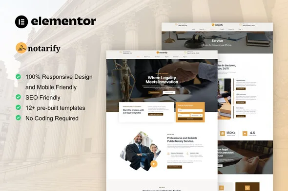 notarify notary public legal services elementor template kit 1