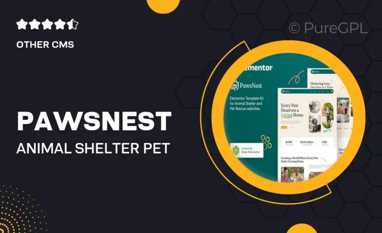 pawsnest animal shelter pet rescue elementor template kit