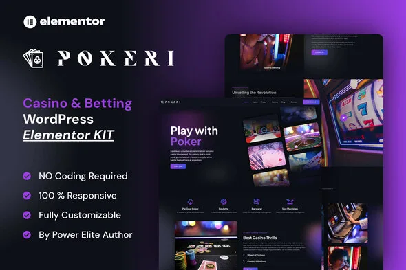 pokeri casino betting elementor pro template kit 1