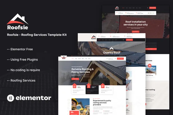 roofsie roofing services elementor template kit 1