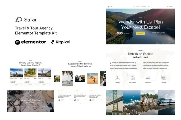safar travel tour agency elementor template kit 1