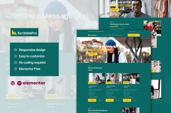 scribble content writing service elementor template kit 1