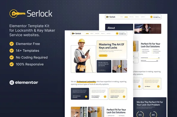 serlock key maker locksmith service elementor template kit 1