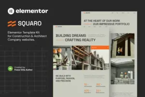 Squaro – Modern Construction & Architect Elementor Template Kit