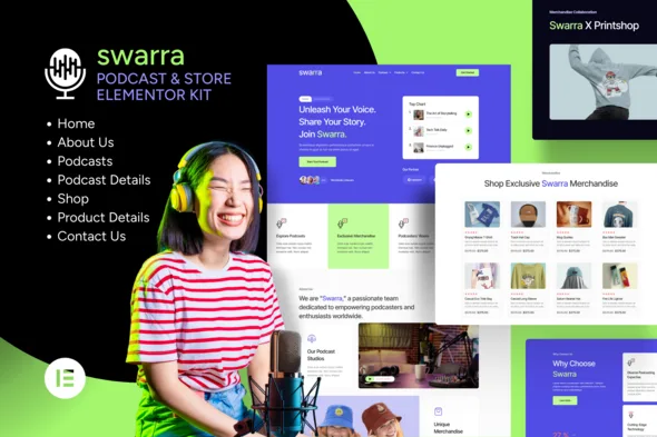 swarra podcast streaming merchandise store template kit 1