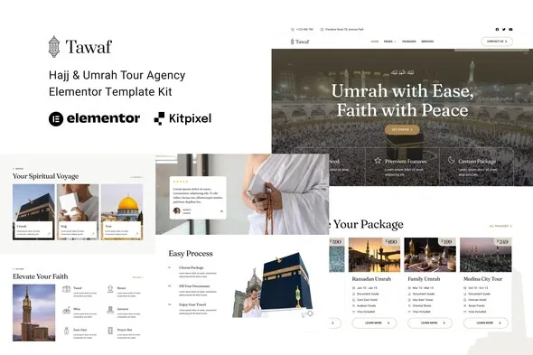 tawaf hajj umrah tour agency elementor template kit 1