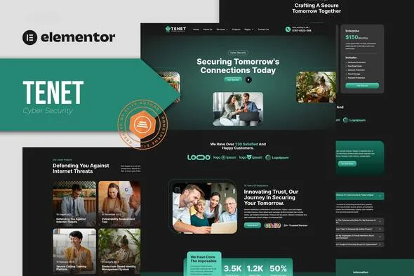 tenet cyber security services elementor pro template kit 1