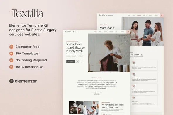 textilia textile garment industry elementor template kit 1