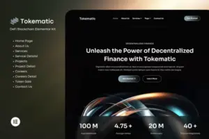 Tokematic – Crypto Defi Launch Elementor Template Kit