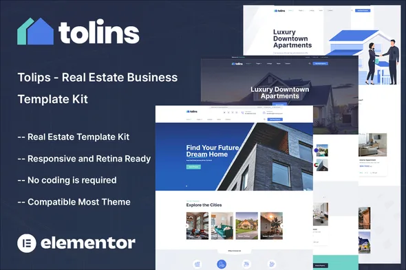 tolips real estate business elementor template kit 1