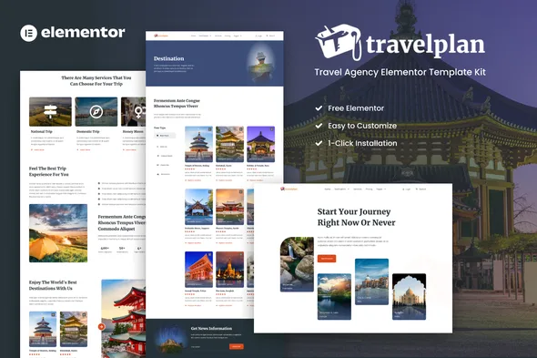 travelplan tour travel agency elementor template kit 1