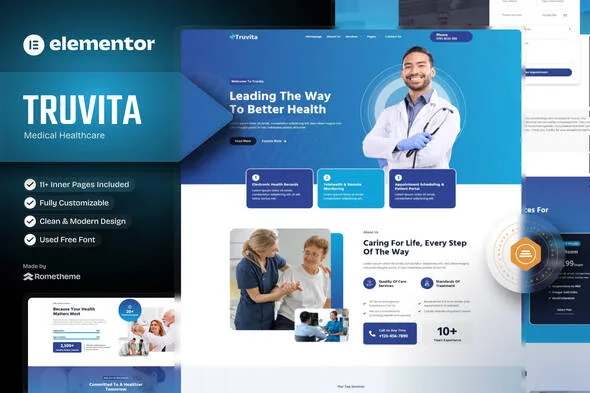 truvita medical healthcare elementor template kit 1