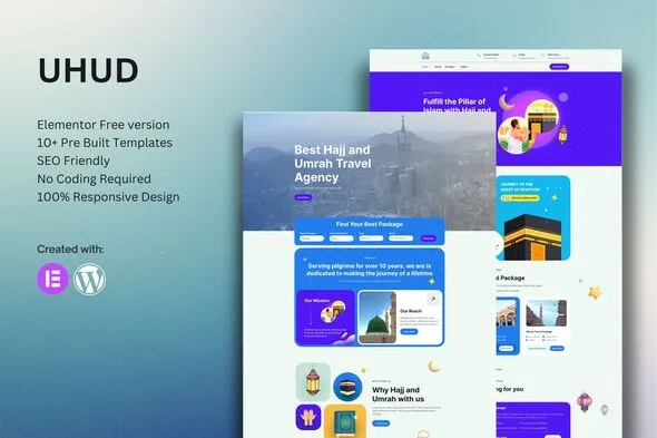 uhud hajj umrah tour travel elementor template kit 1