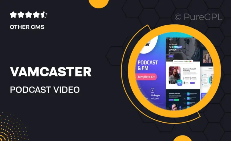 vamcaster podcast video streaming elementor template kit