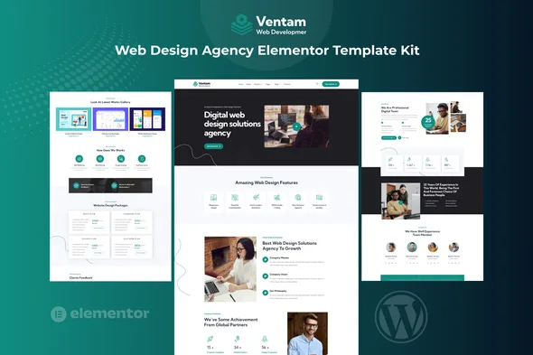 ventam web design agency elementor template kit 1