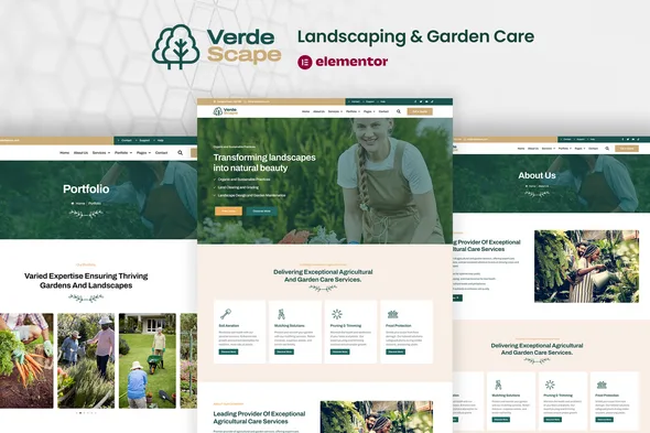 verdescape landscaping garden care elementor pro template kit 1