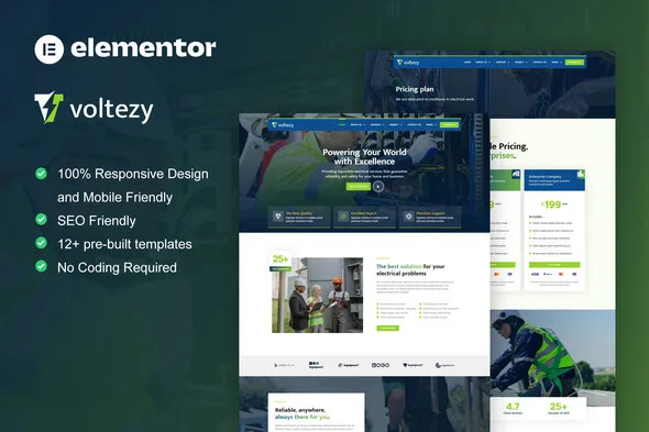 voltezy electrical installation maintenance service elementor template kit 1