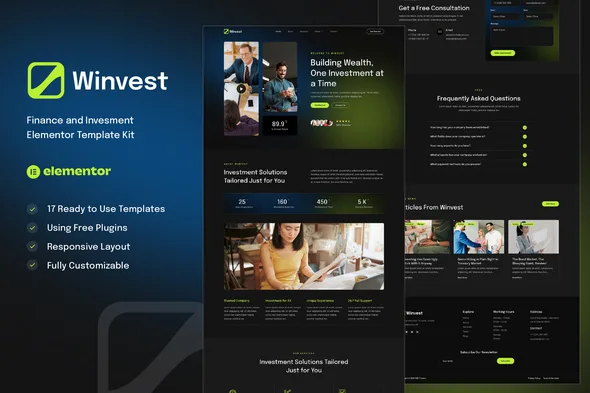 winvest finance investment elementor template kit 1