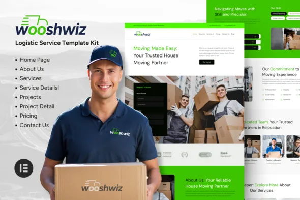 wooshwiz logistic shipping elementor template kits 1