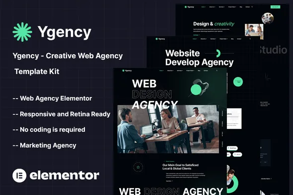 ygency creative web agency elementor template kit 1